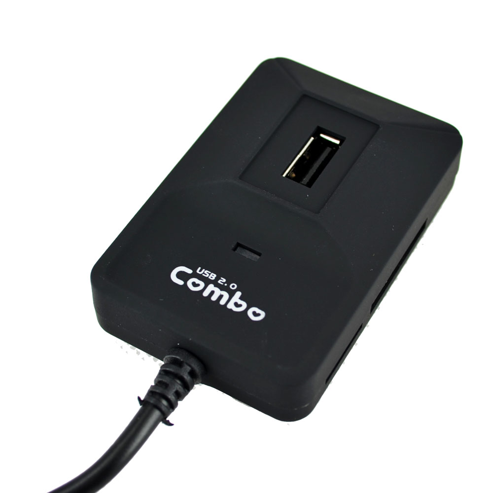 Rubber Surface 3 port USB All-In-One Card Reader HUB