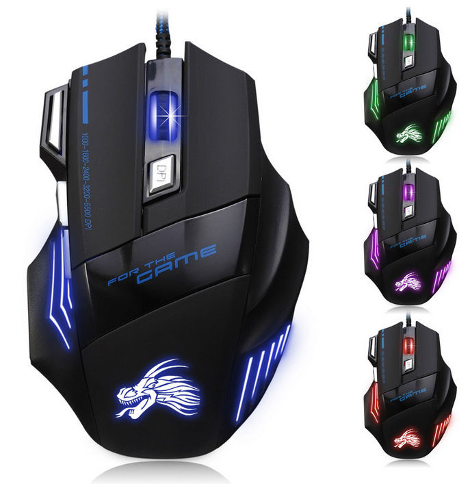  gaming mouse with multicolor breath LED light